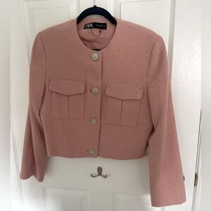 Zara pink cropped blazer